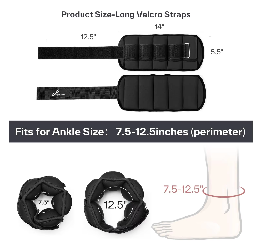 Sportneer Adjustable Ankle Wrist Weights - 1 Pair 10lbs