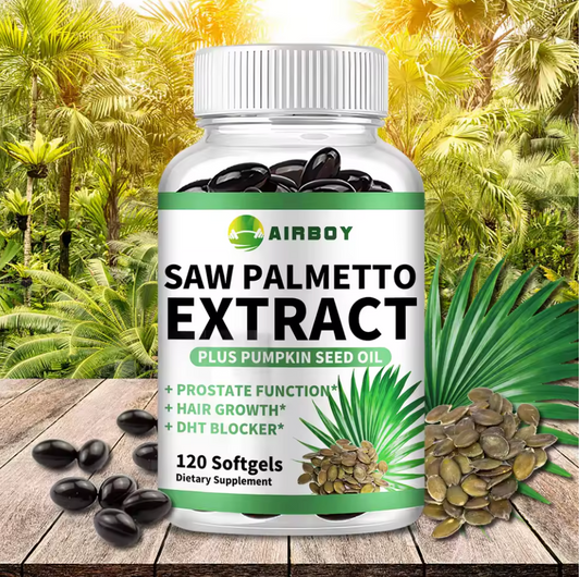 Saw Palmetto - with Pumpkin Seed Oil - Promotes Prostate Health, Urinary Tract Support, Relieves Hair Loss - 120 Capsules