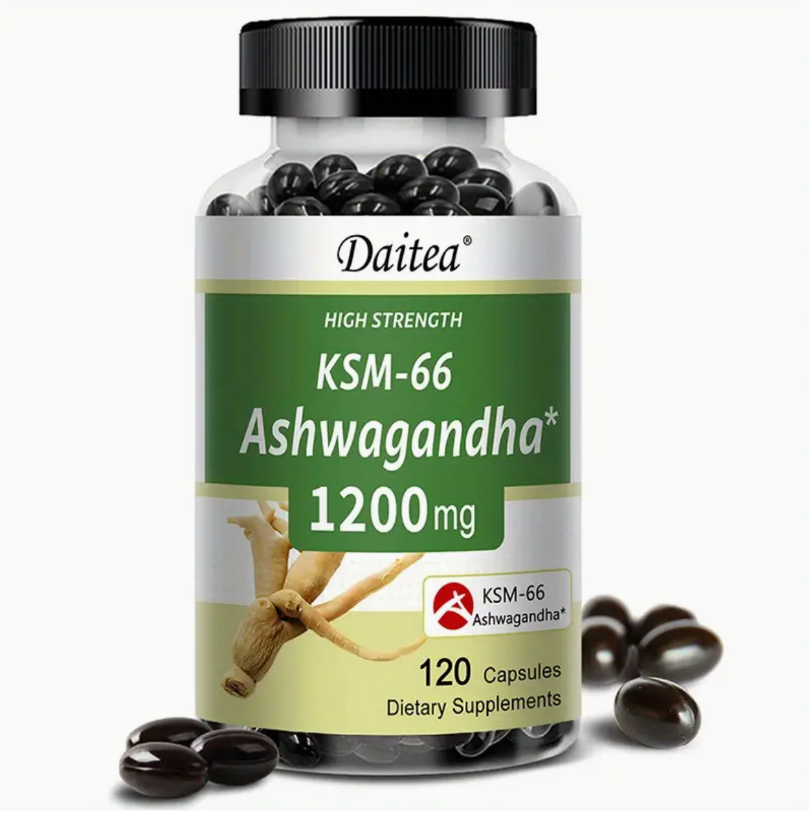 Ashwagandha KSM 66, Pure Organic KSM 66 Root Extract Supplement for Focus, Mood Support, Increase Energy, Strength, 600mg of Natural KSM66 for Superior Absorption - 120 Capsules