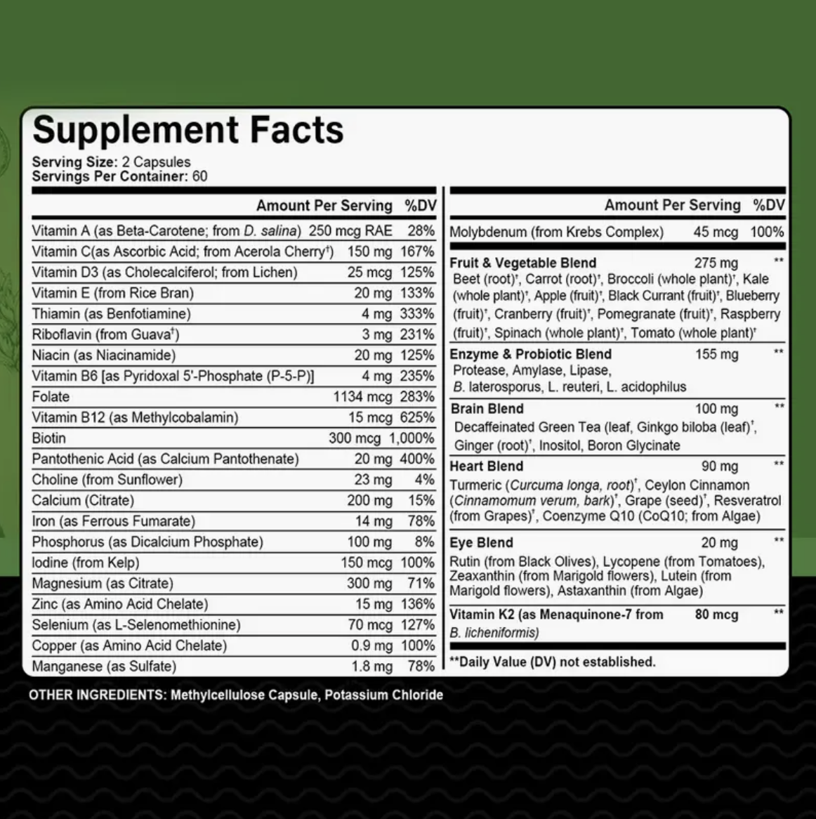 Bunkell Whole Food Multivitamin - Complete Daily Vitamins for Men and Women from Natural Whole Foods, Real Raw Veggies, Fruits, Vitamin E, A, B Complex