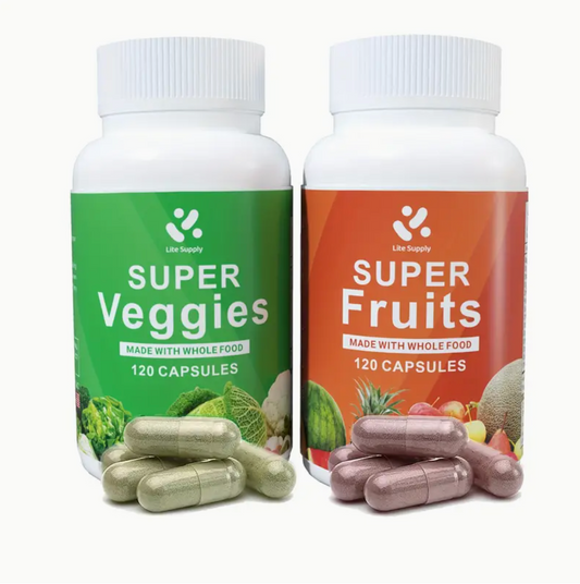 Fruits and Veggies Supplement 240 Caps - 120 Fruit and 120 Veggie Capsules - Whole Food & Natural Superfood Filled with Vitamins & Minerals for Women, Men Supports Energy Levels